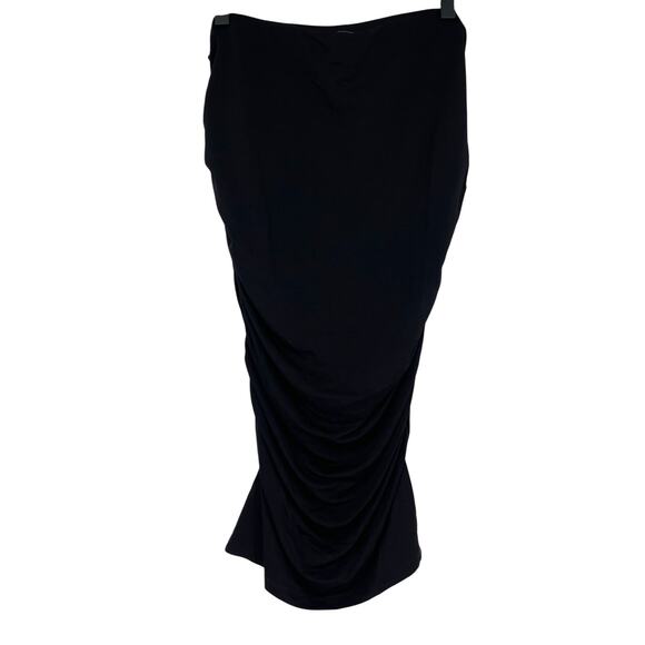 & Other Stories Ruched Pencil Midi Skirt Black Medium Elevated Capsule Wardrobe - Picture 7 of 9